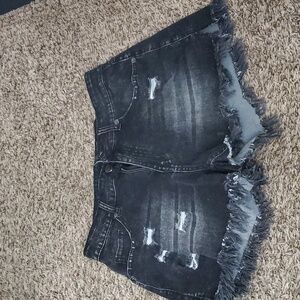 Jeans short shorts black and gray size medium distressed style